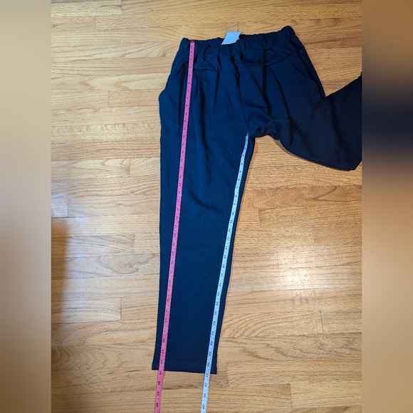 LARGE Navy Sweatpants Elastic Waist Pockets Cotton Blend - Picture 5 of 10